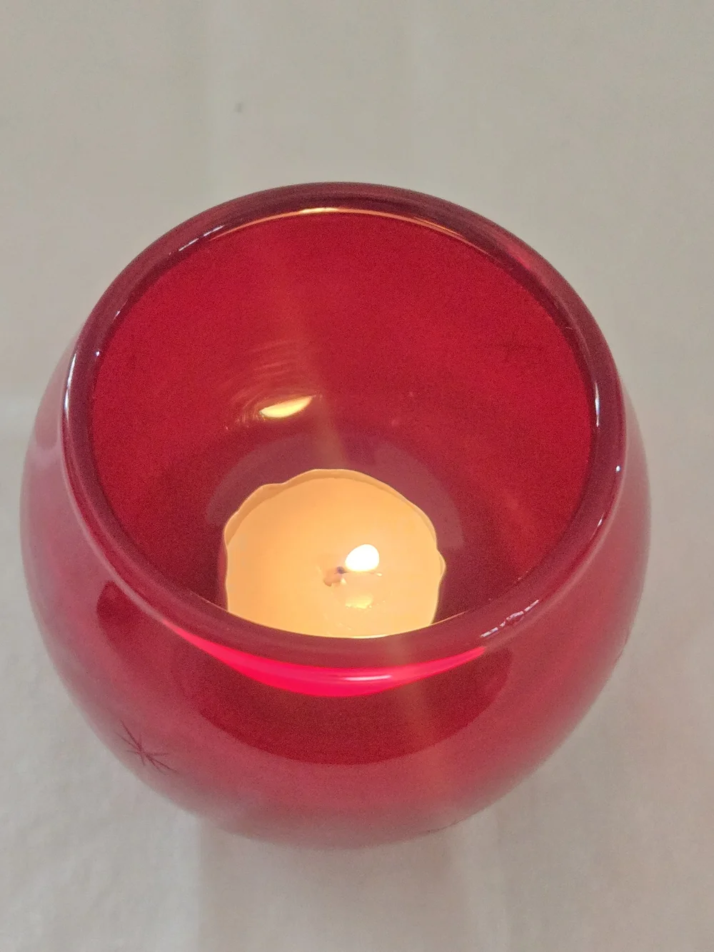 Crate&Barrel Ruby Red Glass Candle Holder